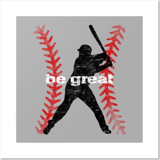 Vintage Motivational Be Great Baseball Lover Hitter Posters and Art